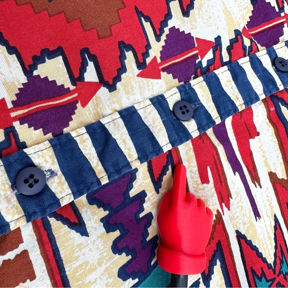 VTG Rockies Shirt Womens L Southwestern Print Rodeo Cowboy Button Up Western Top - Picture 9 of 13